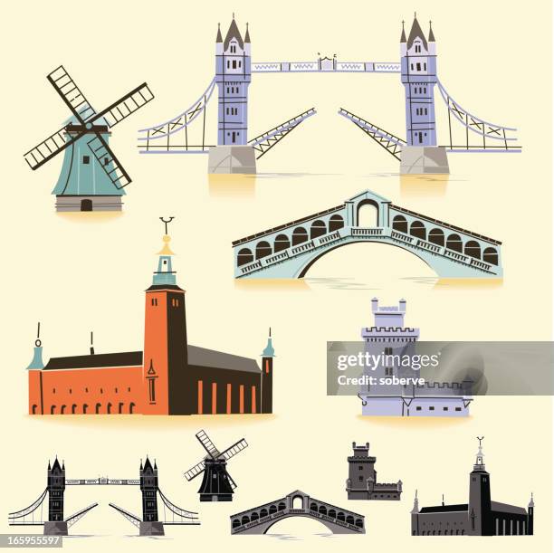 europe landmarks - stockholm bridges stock illustrations