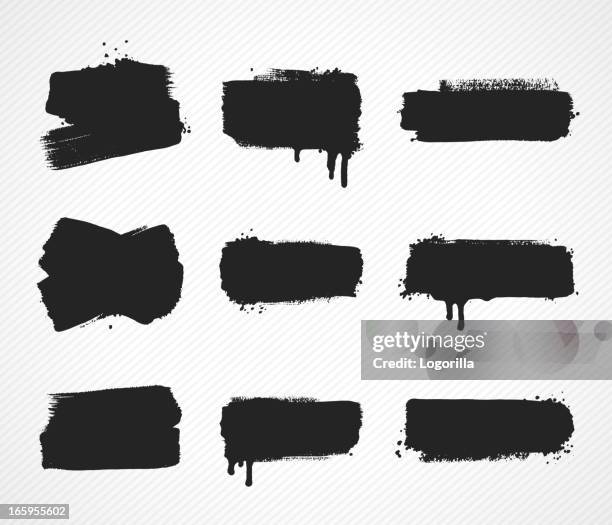 stockillustraties, clipart, cartoons en iconen met set of grunge paint stroke images - smudged