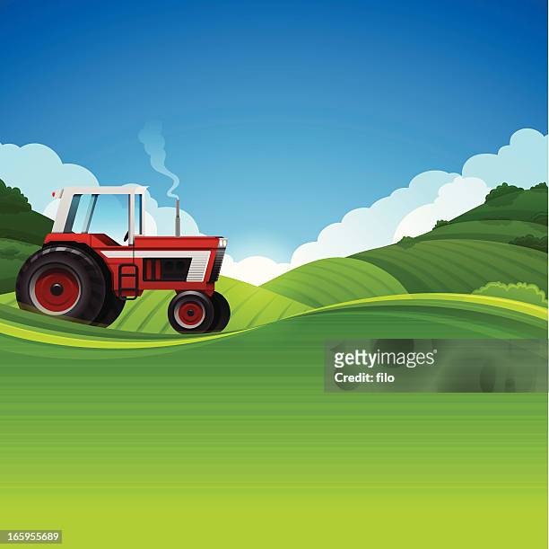 tractor farming background - pasture stock illustrations