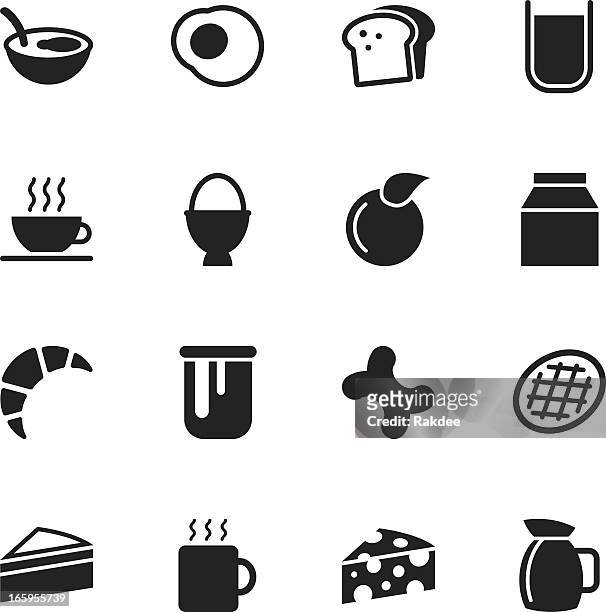breakfast silhouette icons - marmalade stock illustrations