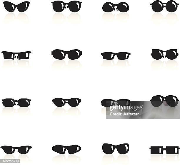 schwarze symbole-sonnenbrille - sonnenbrille comic stock-grafiken, -clipart, -cartoons und -symbole