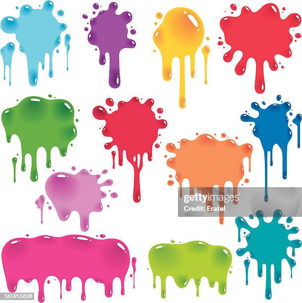 bildbanksillustrationer, clip art samt tecknat material och ikoner med colorful jelly splatters - slime