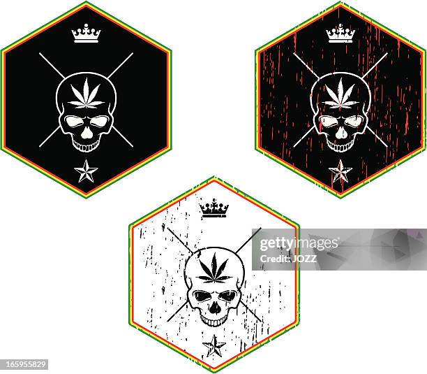 rasta skull emblem - reggae stock illustrations