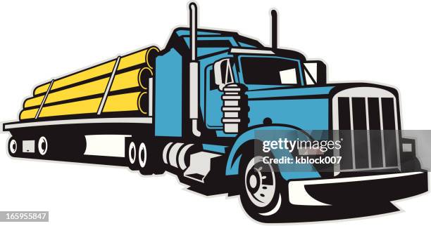 semi truck und anhänger - gas truck stock-grafiken, -clipart, -cartoons und -symbole