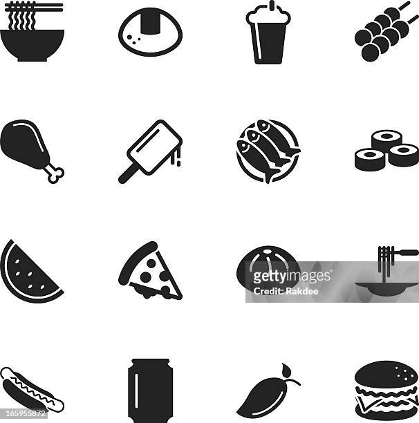 lunch silhouette icons - mackerel stock illustrations