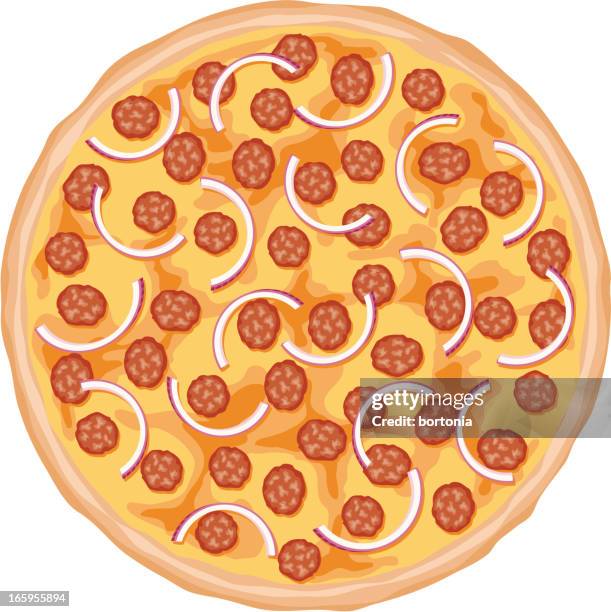 beef and onion pizza - red onion stock illustrations