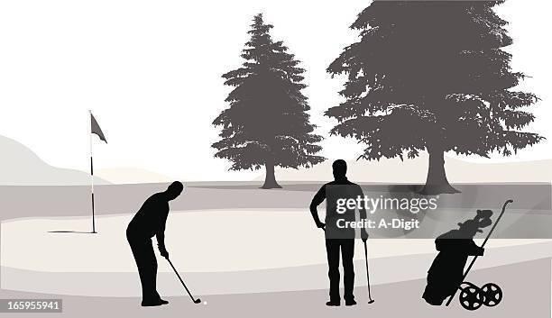 chipping vector silhouette - golf swing stock illustrations