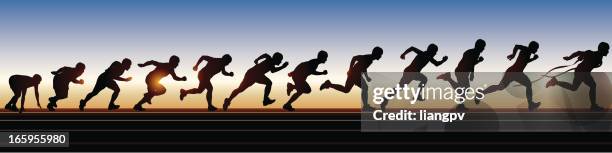 ilustraciones, imágenes clip art, dibujos animados e iconos de stock de hombres de atletismo - secuencia de imágenes