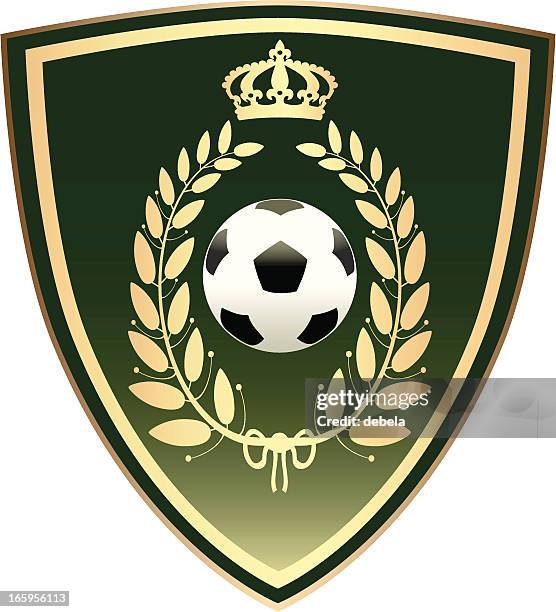 soccer shield with olive laurel - laurel maryland stock illustrations