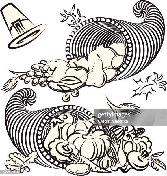 cornucopia - cornucopia isolated stock illustrations