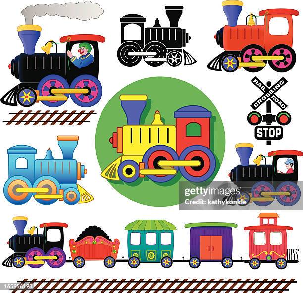 stockillustraties, clipart, cartoons en iconen met train design elements - spoorwegovergang