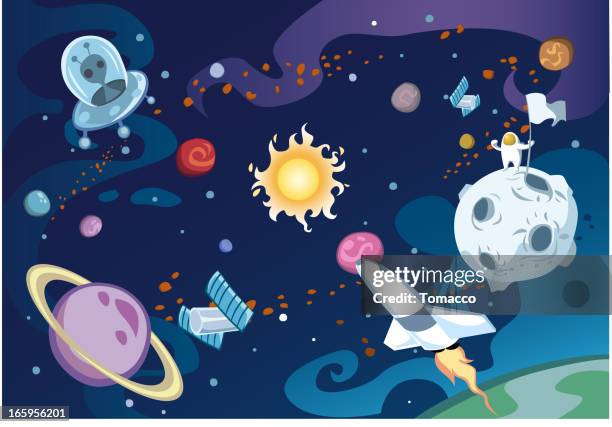 cartoon galaxy - galaxy illustration stock illustrations