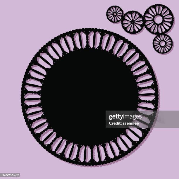 doily (black) - lace doily stock illustrations
