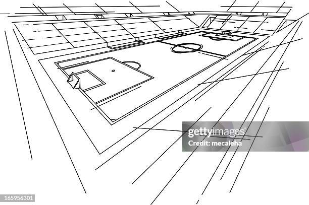 stockillustraties, clipart, cartoons en iconen met soccer stadium - football field