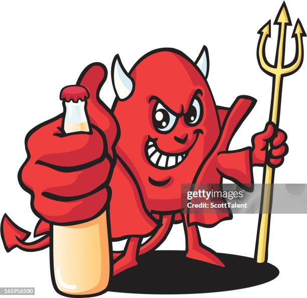 devil's drink - man drinking soda stock illustrations