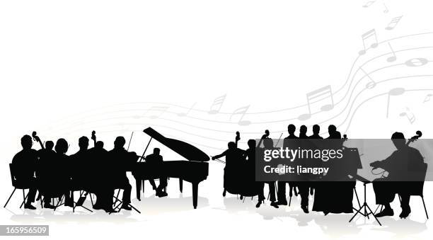 ilustraciones, imágenes clip art, dibujos animados e iconos de stock de orquesta - música clásica