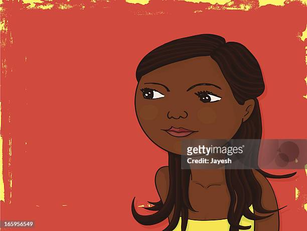 Pretty Woman Against a Red Wall Illustration