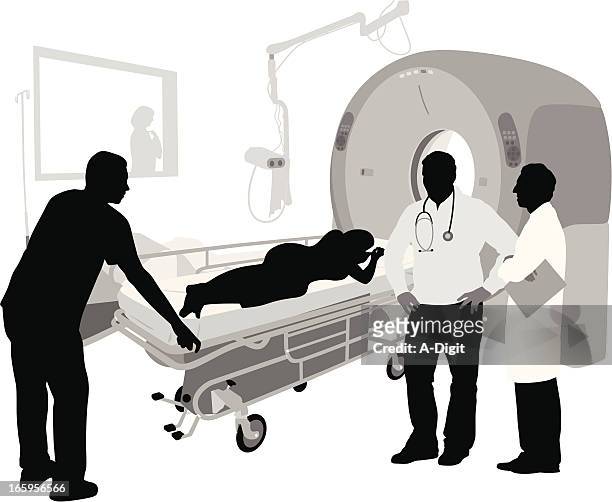 scanner vector silhouette - hospital orderly stock illustrations