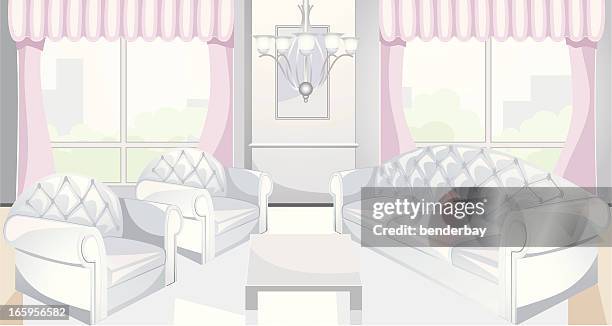 modern livingroom - looking through window stock illustrations