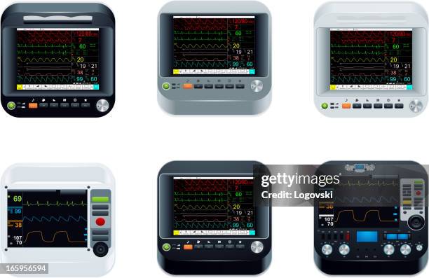 patient monitor icons - monitoring equipment stock illustrations