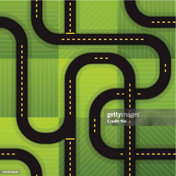seamless roads - freeway aerial stock illustrations