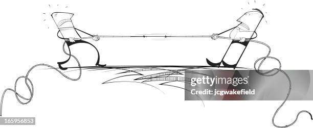 men pulling on rope - tangled string stock illustrations
