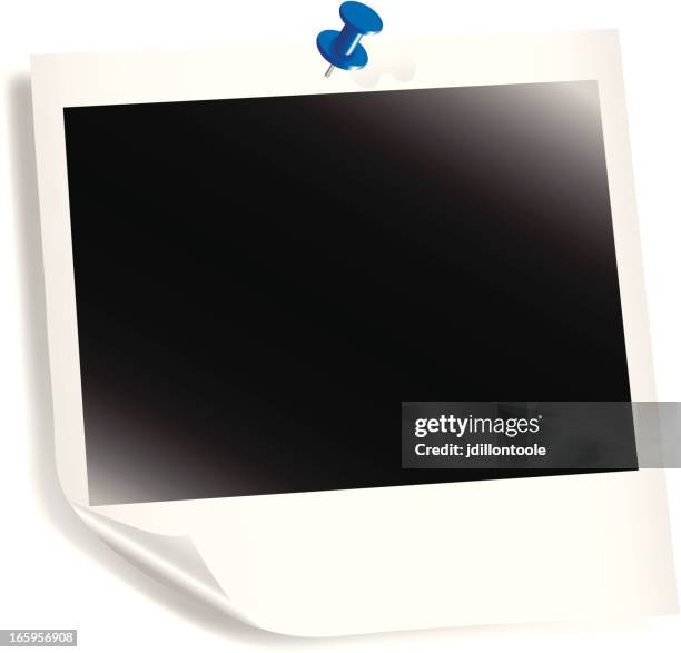 polaroid curled with pin - passport photo stock illustrations