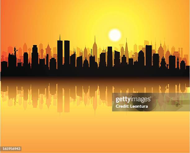 bildbanksillustrationer, clip art samt tecknat material och ikoner med twin towers (each building is complete and moveable) - twin towers manhattan