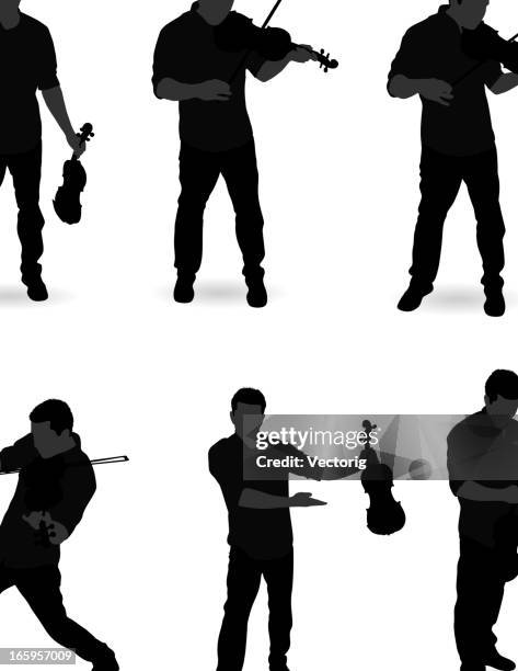 man playing violin - soloist stock illustrations