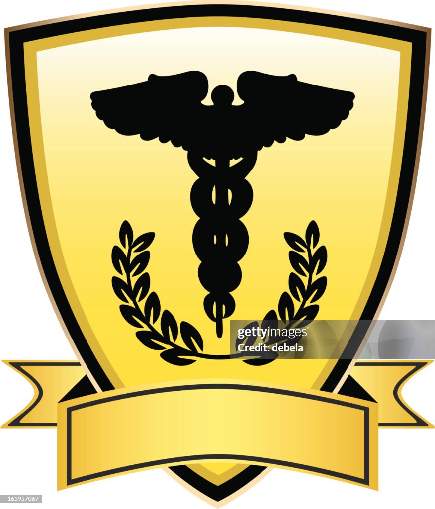 Caduceu amarelo Escudo