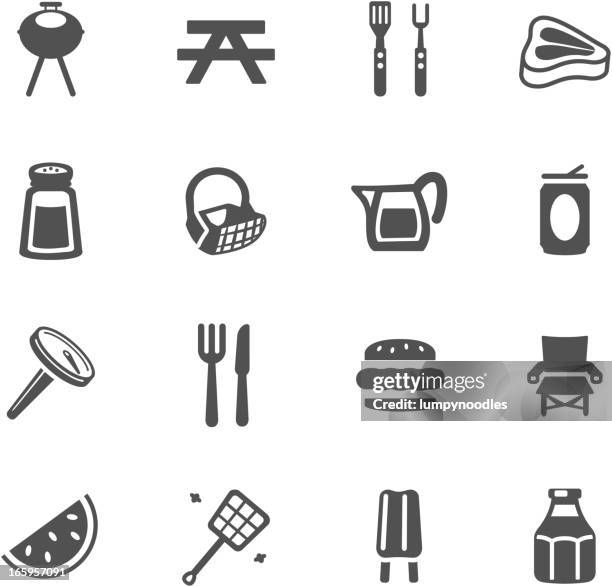 barbeque symbols - picnic stock illustrations