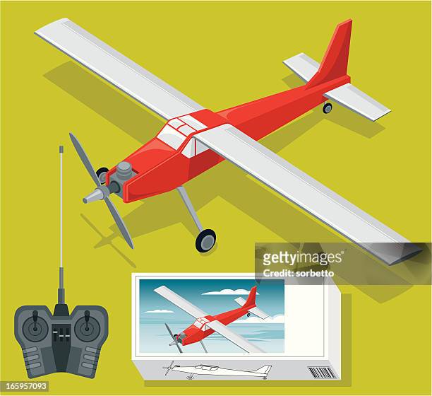 bildbanksillustrationer, clip art samt tecknat material och ikoner med radio controlled airplane set - modellflygplan