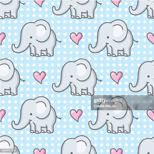ilustrações de stock, clip art, desenhos animados e ícones de bebê elefante seamless pattern/mulher - filhote de animal