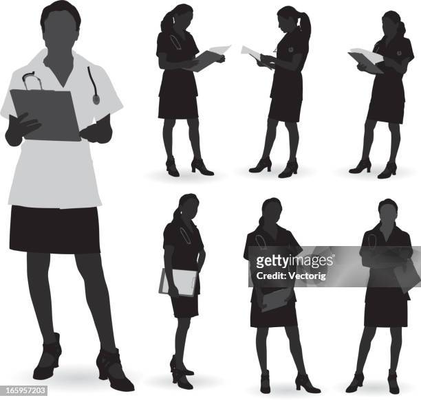 doctor silhouette - female doctor stock illustrations