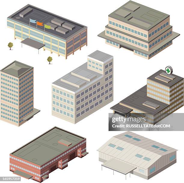 large buildings - pentagram stock illustrations