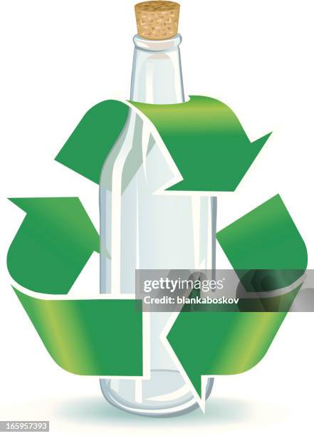 glass bottle recycle - intertwined arrows stock illustrations