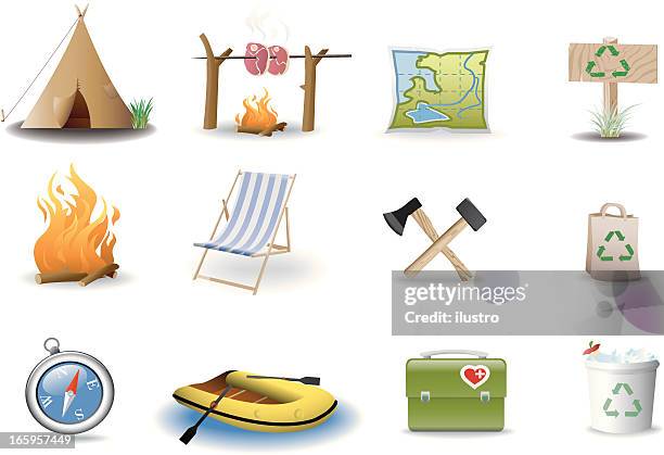 camping - chaise longue stock illustrations