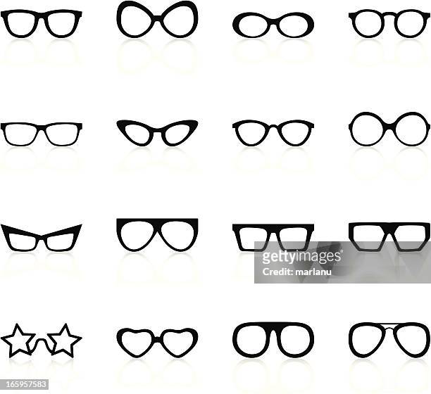 illustrations, cliparts, dessins animés et icônes de les lunettes de soleil rétro noir series - cats eye glasses