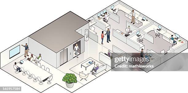 isometric office interior - mathisworks business 幅插畫檔、美工圖案、卡通及圖標