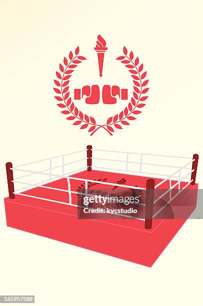 boxing poster and emblem - fighting ring stock illustrations