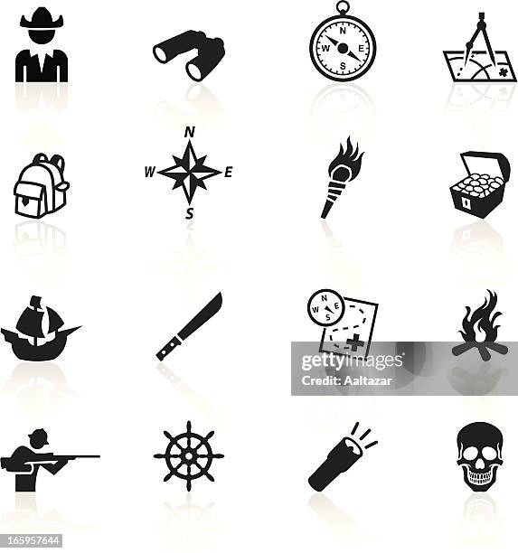 black symbols - exploration - machete stock illustrations