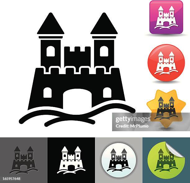 sandcastle icon | solicosi series - sandcastle stock illustrations