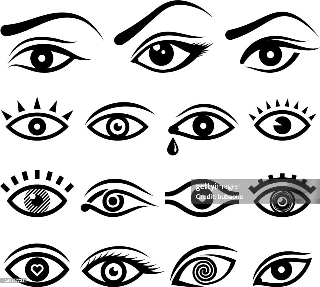 Human eye designs and anatomy vector icons