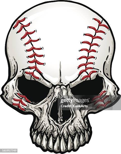 stockillustraties, clipart, cartoons en iconen met baseball skull - softball