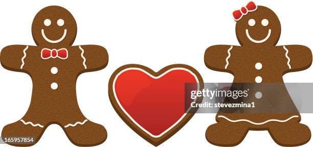 gingerbread couple - couple snacking stock illustrations