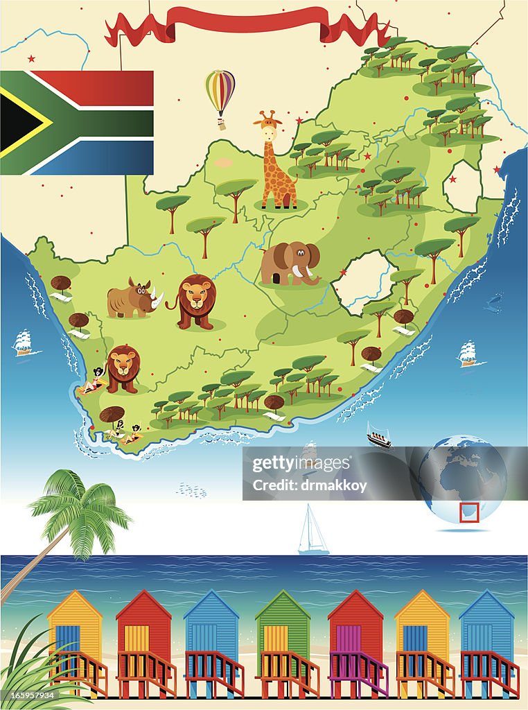 南アフリカカットイラスト、地図