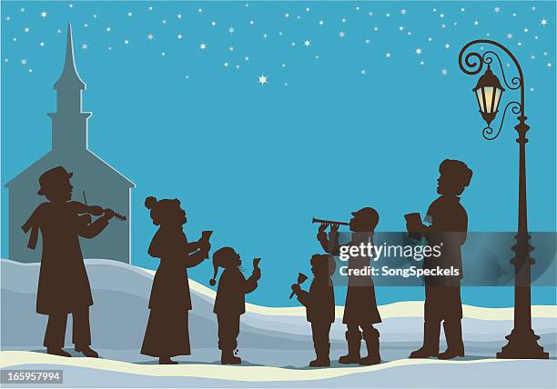 christmas music - carol singer stock illustrations