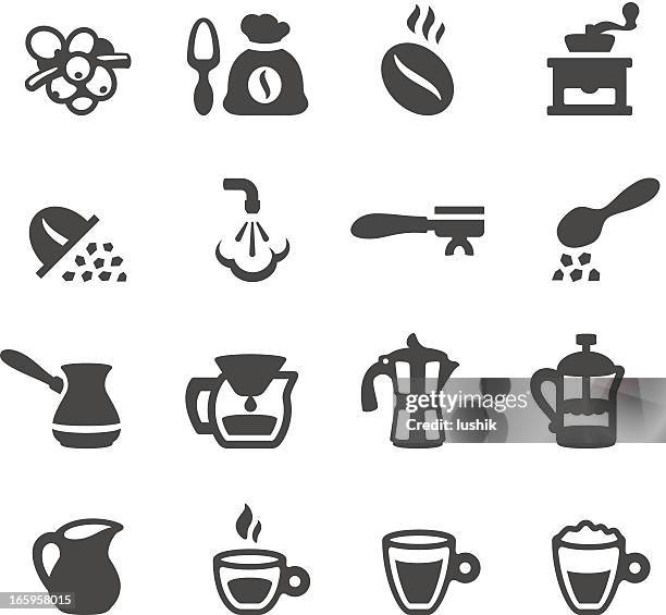 mobico icons - espresso coffee - burlap sack stock illustrations