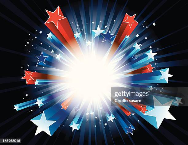 red, white, and blue stars bursting - vip stock illustrations