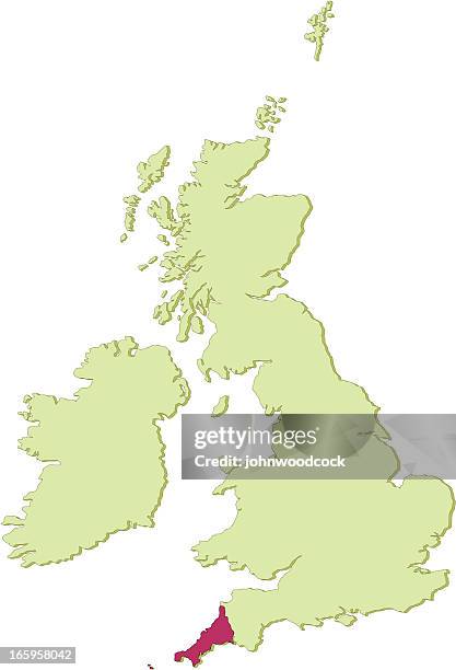 uk cornwall map - isles of scilly stock illustrations